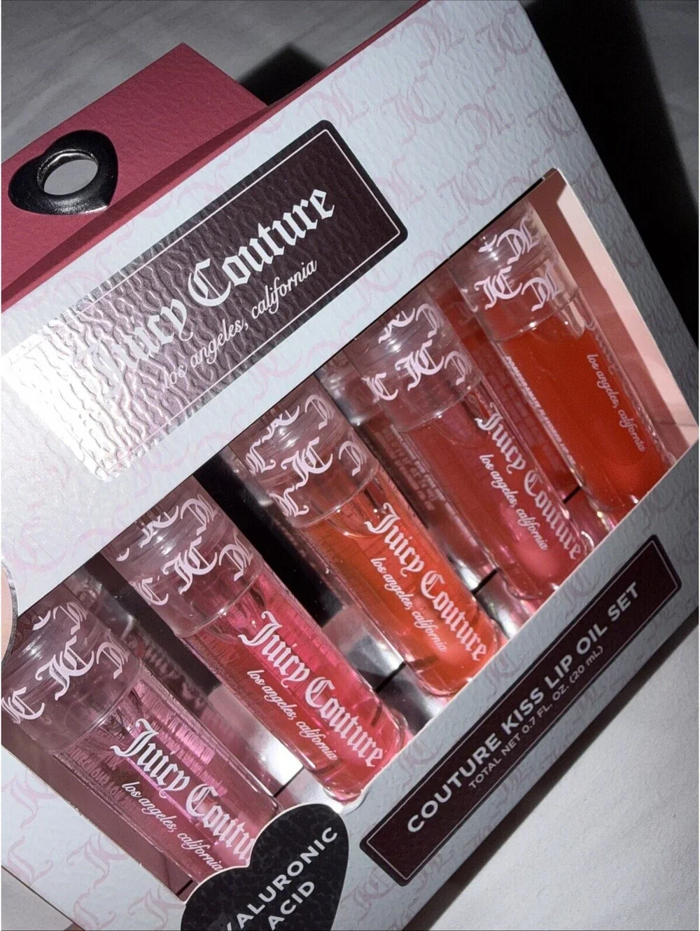 Juicy Couture Lip Oil Set 5pc pinks with hyaluronic acid  0.7 fl oz new